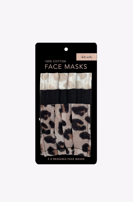 KITSCH | Cotton Mask 3pc Set | Leopard