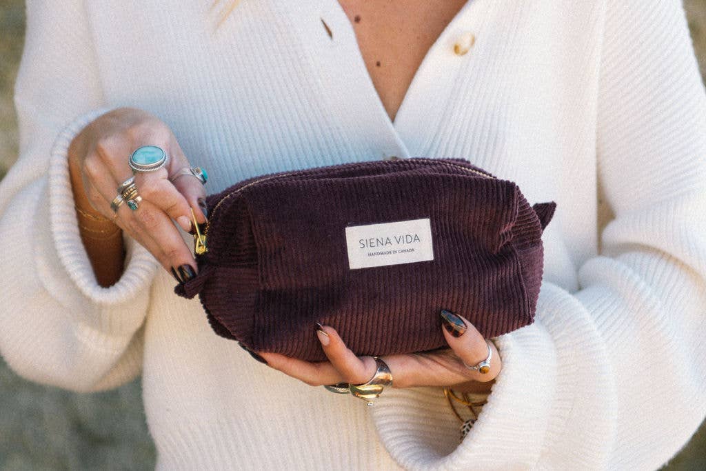 Burgundy Corduroy Pouch - Small