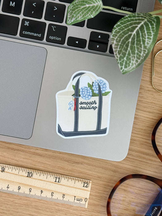 Smooth Sailing - Coastal Vinyl Tote Bag Charm Sticker