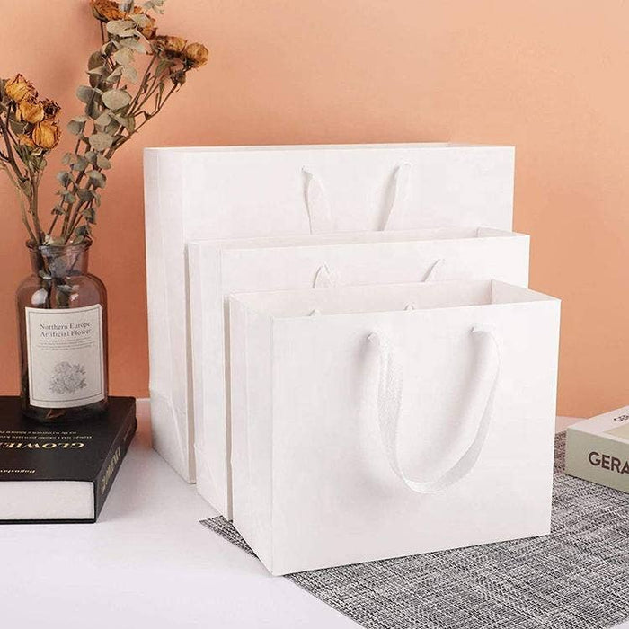 50 Gift Shopping Paper Tote Bag White (Multiple Sizes)