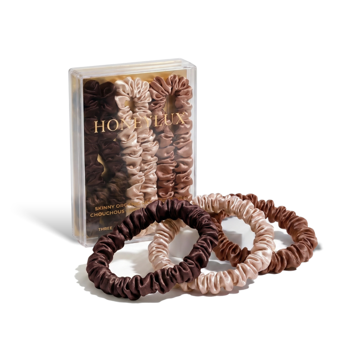 Skinny Silk Scrunchie Set - Nude