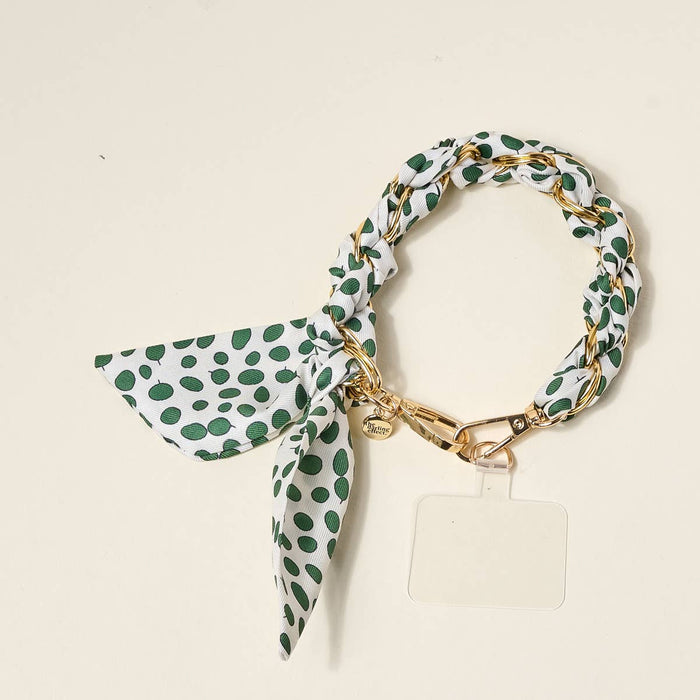 Call Me Later Phone Scarf–Olive Dot