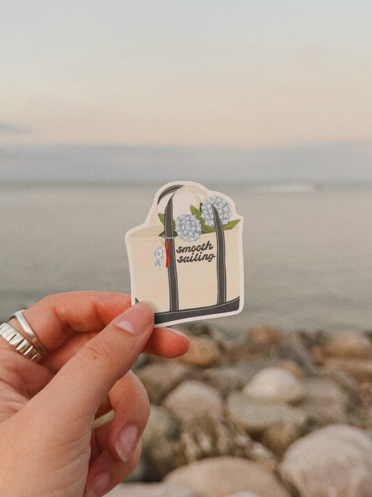 Smooth Sailing - Coastal Vinyl Tote Bag Charm Sticker
