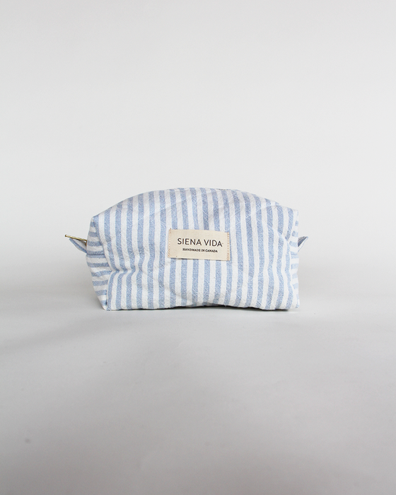 Blue Stripes Quilted Pouch - Small