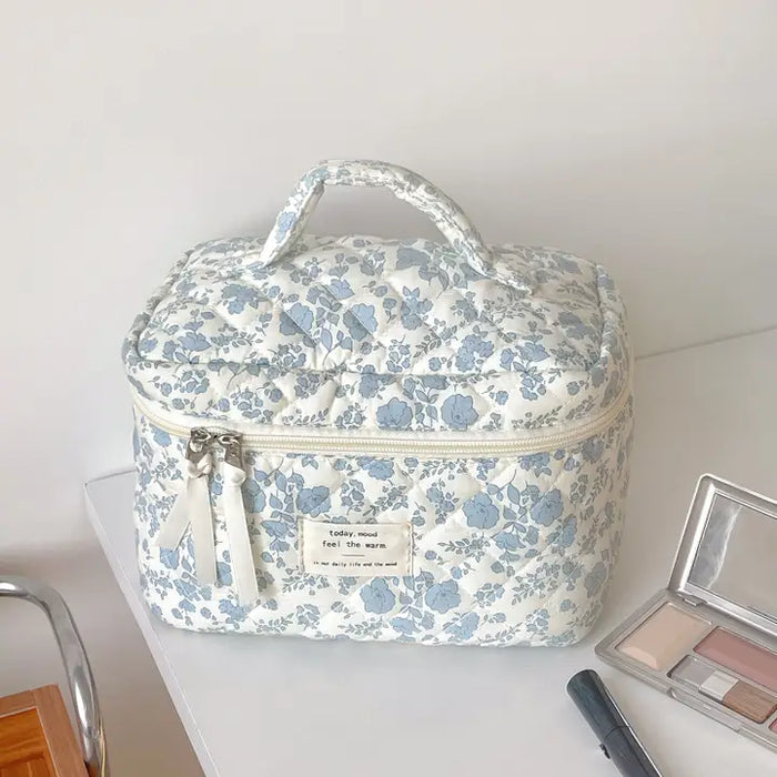 Blue Flower Makeup Bag