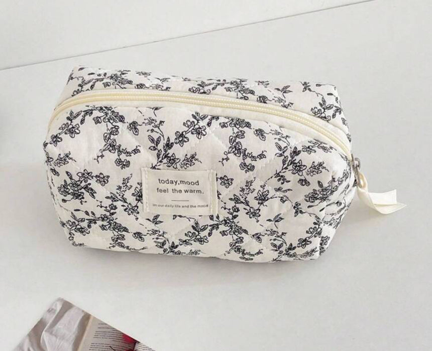 Black Flower Makeup Bag