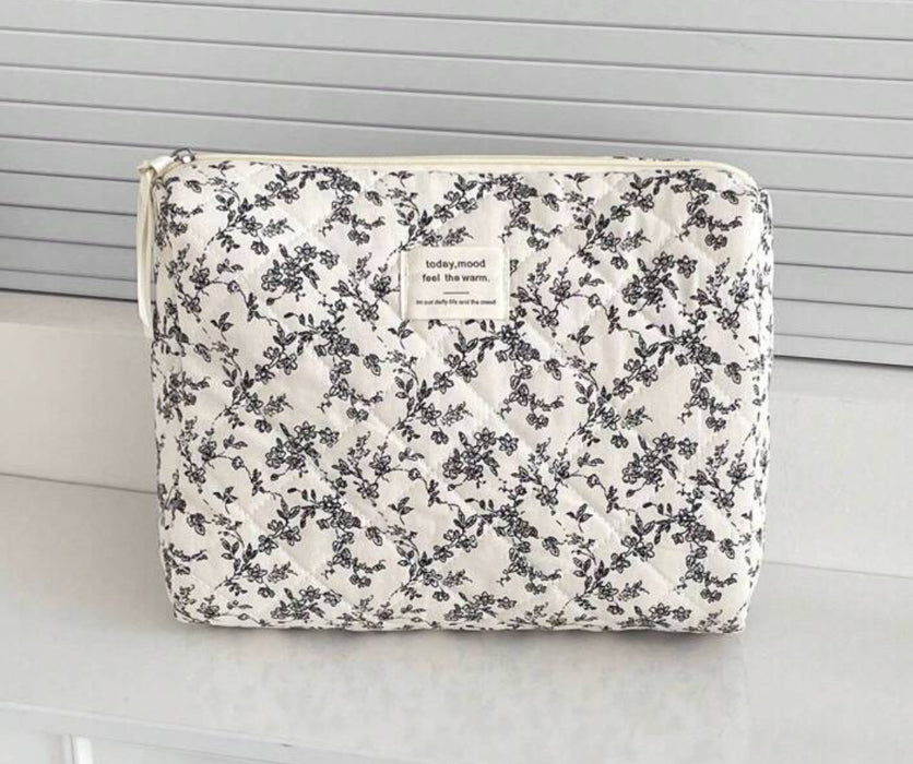 Black Flower Makeup Bag