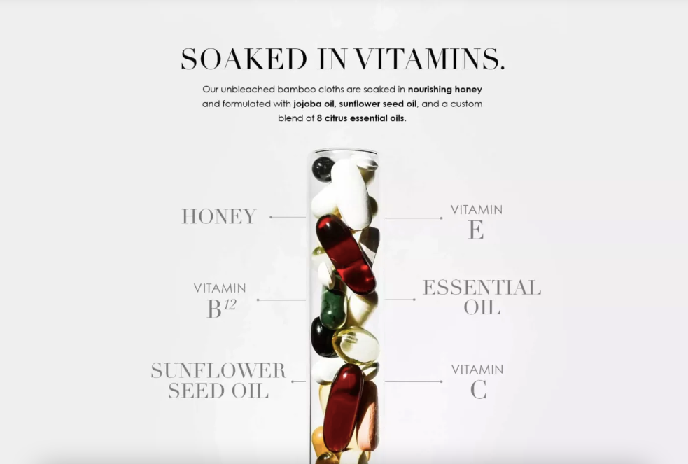The vitamin cleanse cloths | wipe sweat, oil and impurities,