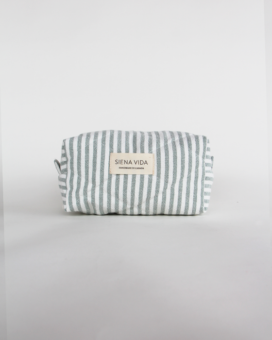 Green Stripes Quilted Pouch - Small