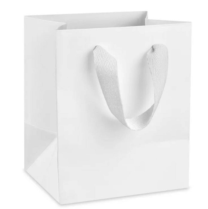 50 Gift Shopping Paper Tote Bag White (Multiple Sizes)