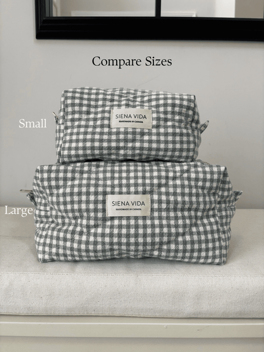 Sage Gingham Quilted Pouch - Small