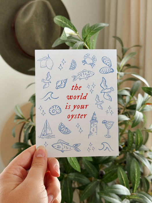 The World Is Your Oyster - Nautical Coastal Card