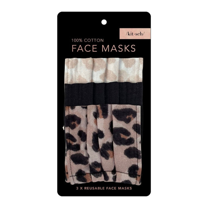 KITSCH | Cotton Mask 3pc Set | Leopard